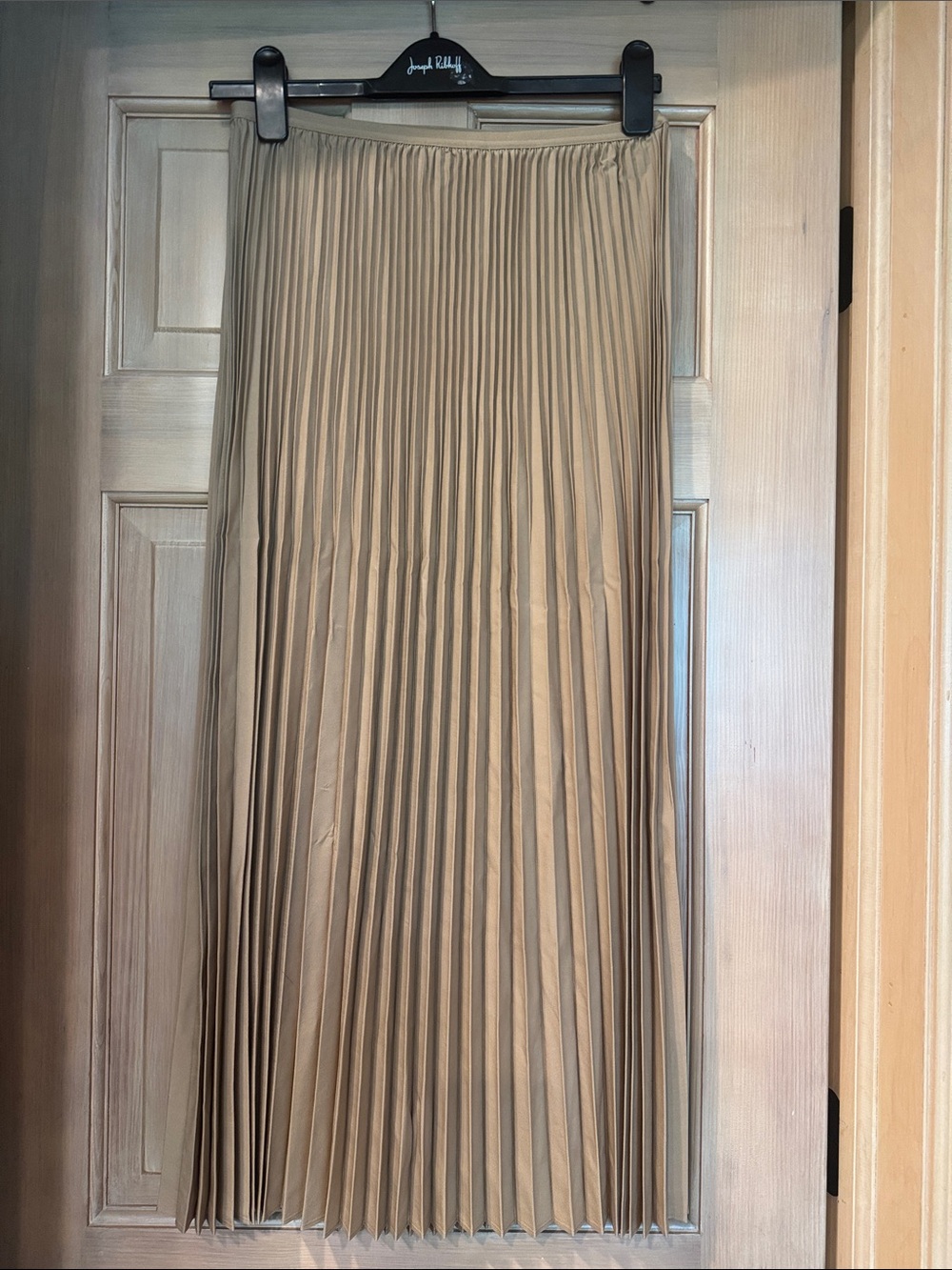 NWT Eileen Fisher Pleated Midi Skirt in Camel Tan
